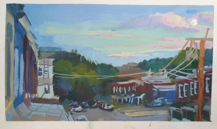 City Evening Gouache Plein Air